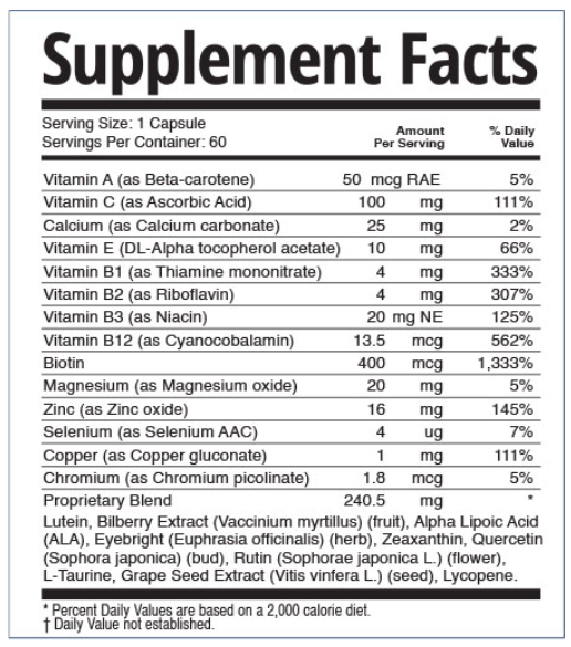 TheyaVue supplement facts